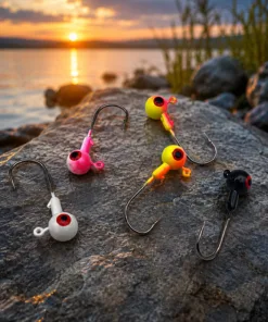 5’li Renkli Gözlü Jig Head – Güçlü İğneli, Farklı Gramaj Seçenekli Silikon Yem Jig Kafası