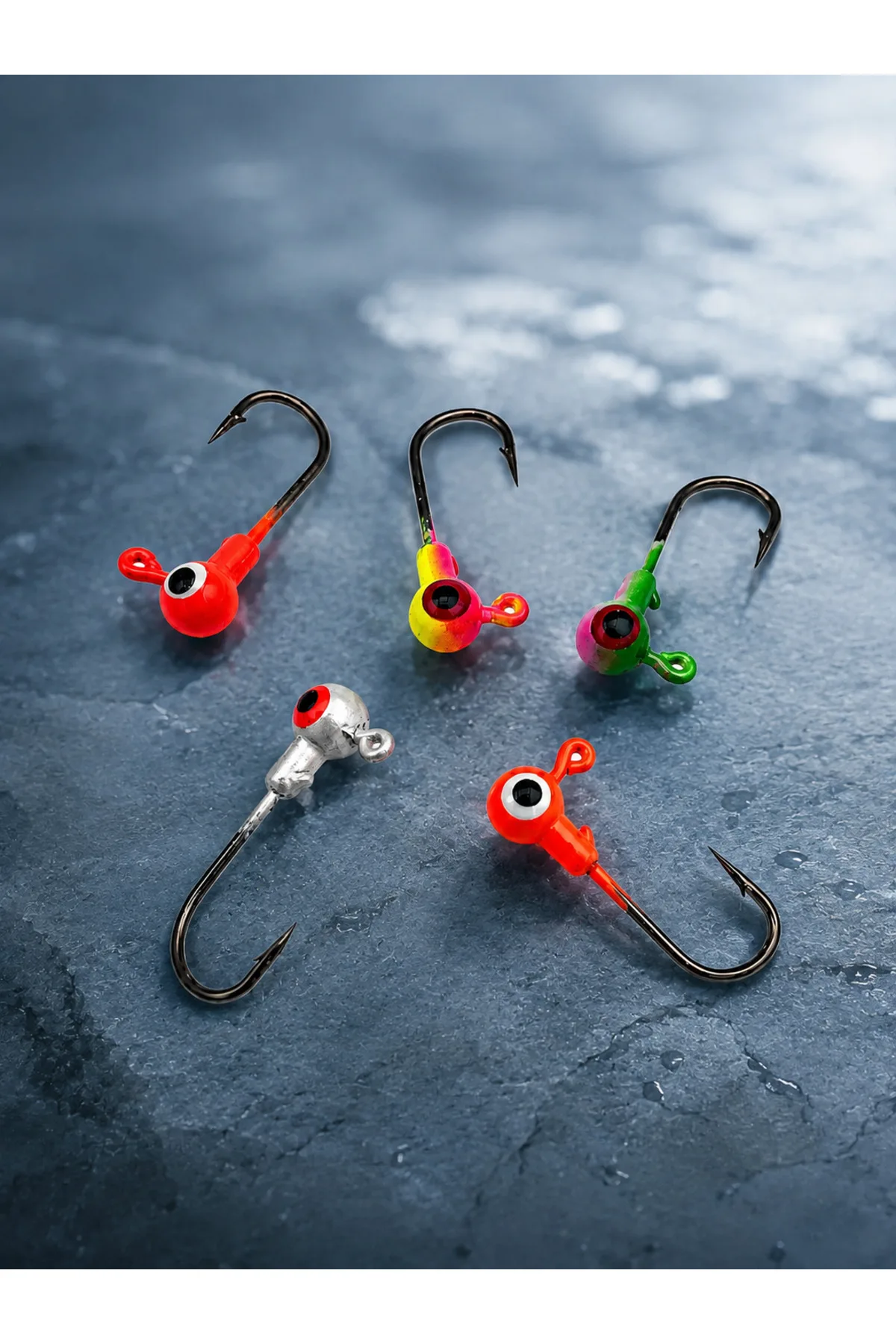 5’li Renkli Gözlü Jig Head – Güçlü İğneli, Farklı Gramaj Seçenekli Silikon Yem Jig Kafası - Görsel 3