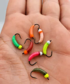7 Renk Mikro Kurt Yemli Balık İğnesi Seti – 13 mm İğne, 6 mm Ağız, 1 Gr Altı Hafif Yapay Yem